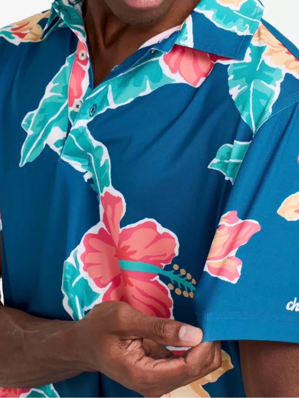The Floral Reef Men's Short Sleeve Chubbies Golf Polo Shirt